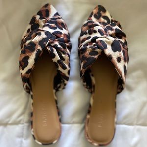 Suede Leopard Print Slip On Flats